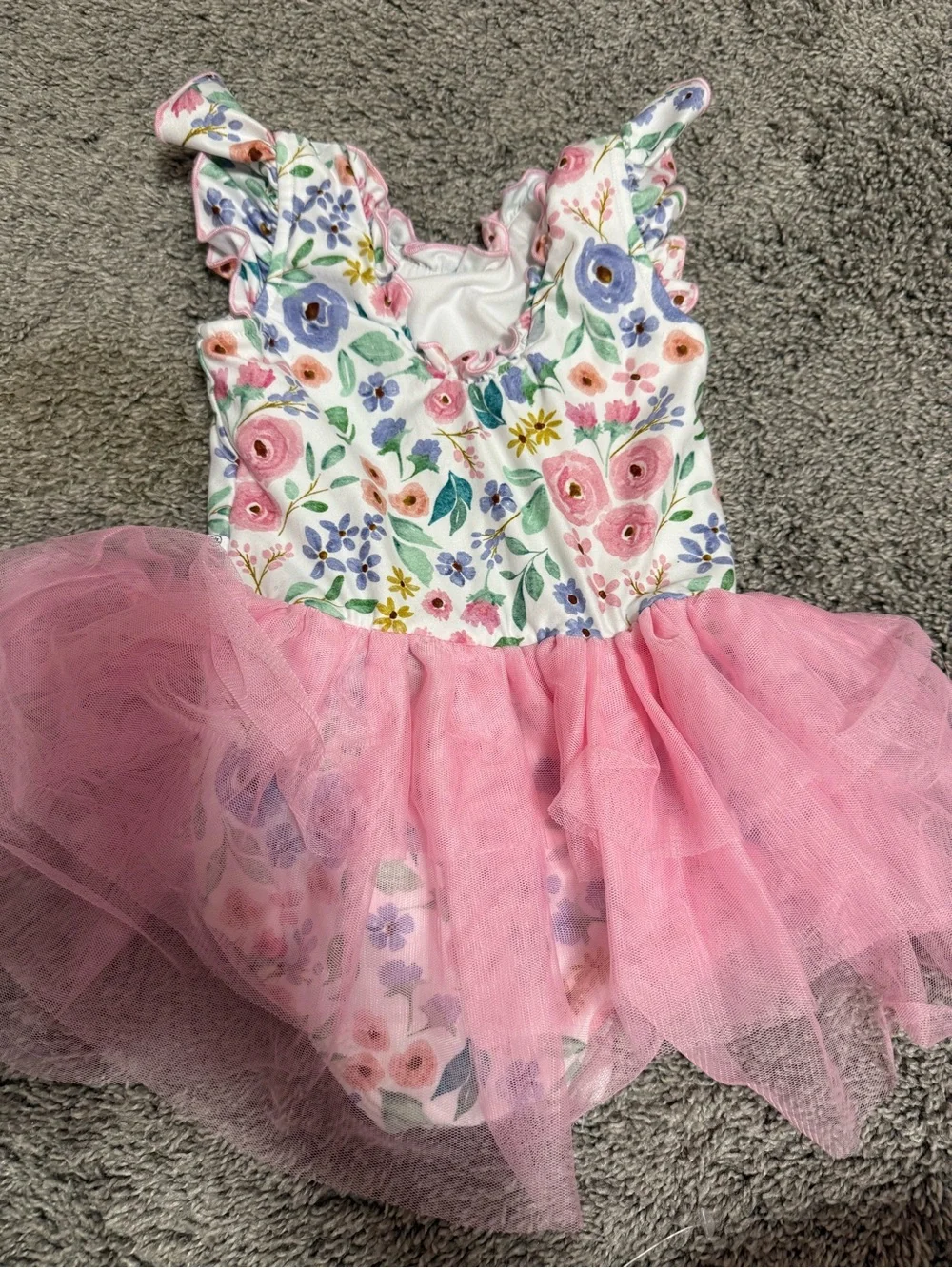 Caden Lane Floral leotard with Pink Tulle Skirt